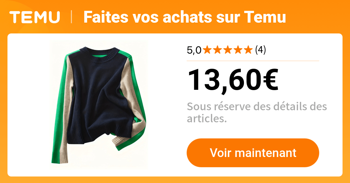 pull femme bloc couleurs marine marron vert manches longues - Temu France