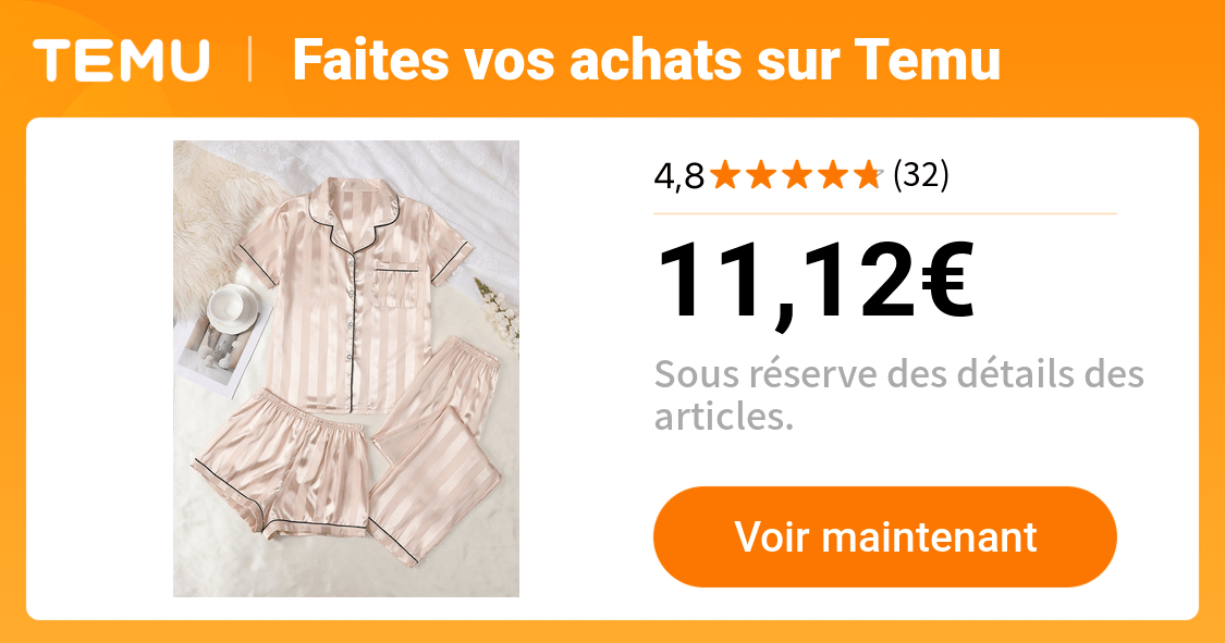 ensemble pyjama pièces élégant à rayures - Temu France