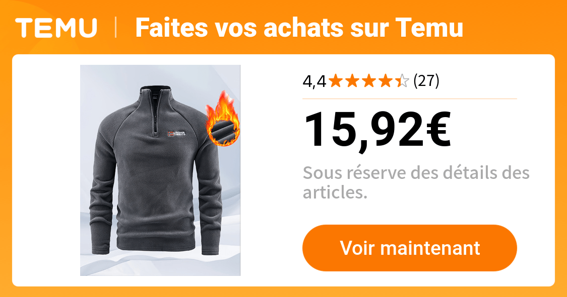 veste en zippée homme manteau dhiver à demi zip - Temu France