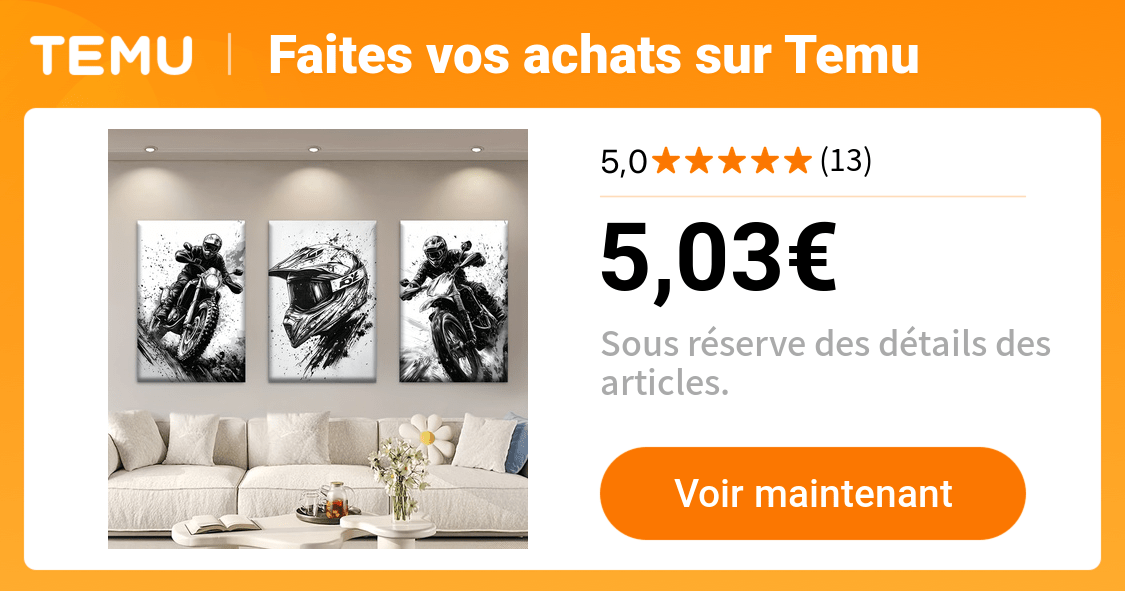 ensemble 3 pièces peinture toile non encadrée moto tout - Temu France
