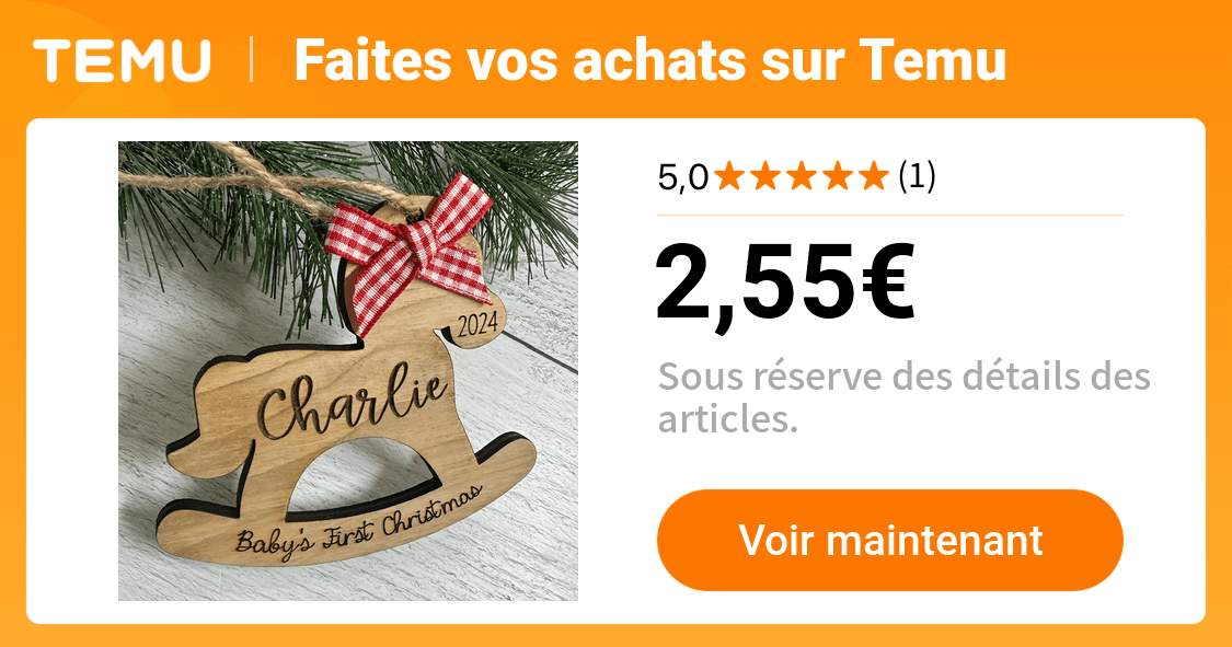 premier noël   ornement cheval à   en bois - Temu France