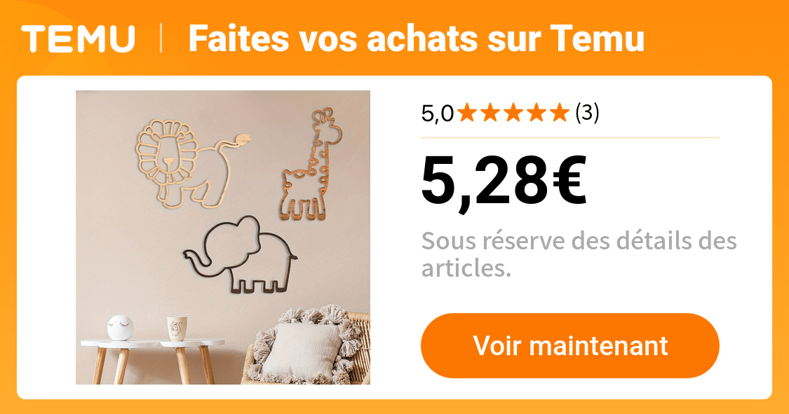 3 pièces décoration murale enfant thème jungle animaux en - Temu France