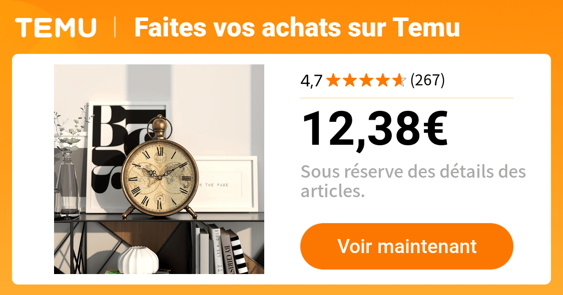 horloge bureau métallique vintage   mouvement - Temu France