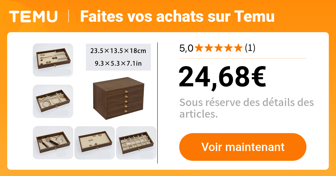 organisateur bijoux tiroirs   marron   idéal - Temu France