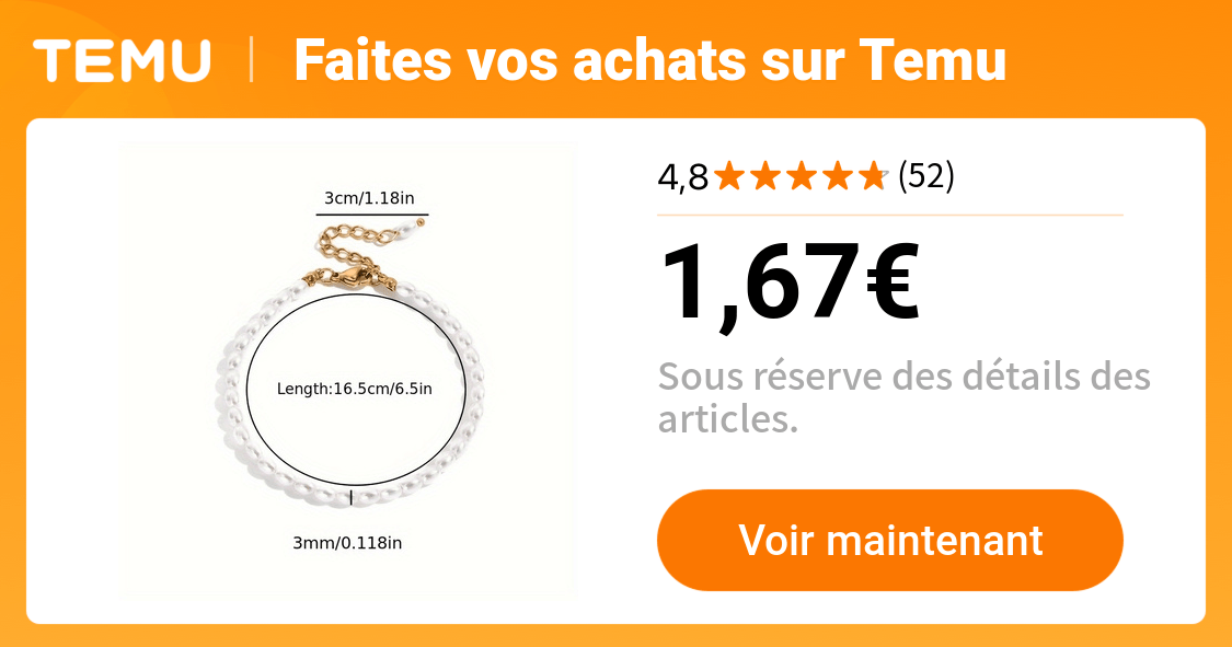 1pc bracelet femme en acier inoxydable perle - Temu France