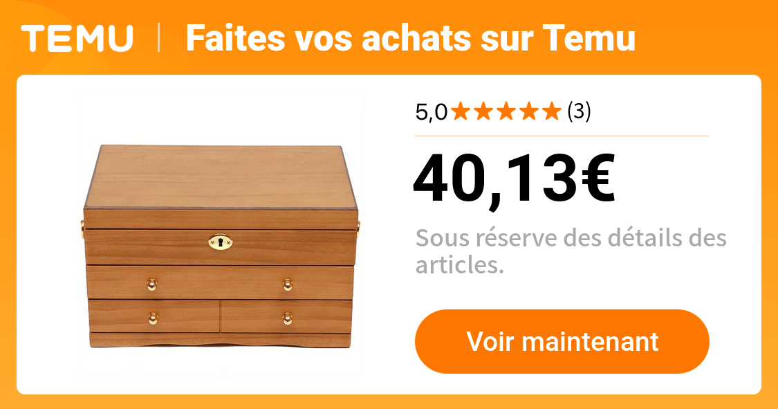 grand organisateur boîte à bijoux à 3 niveaux serrure - Temu France