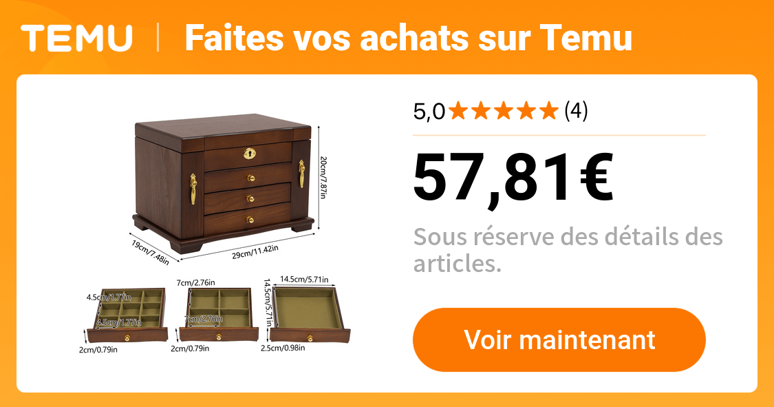 boîte à bijoux 4 niveaux serrure organisateur moderne en - Temu France