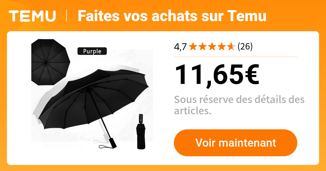parapluie automatique vent cadre robuste à 10 baleines - Temu France