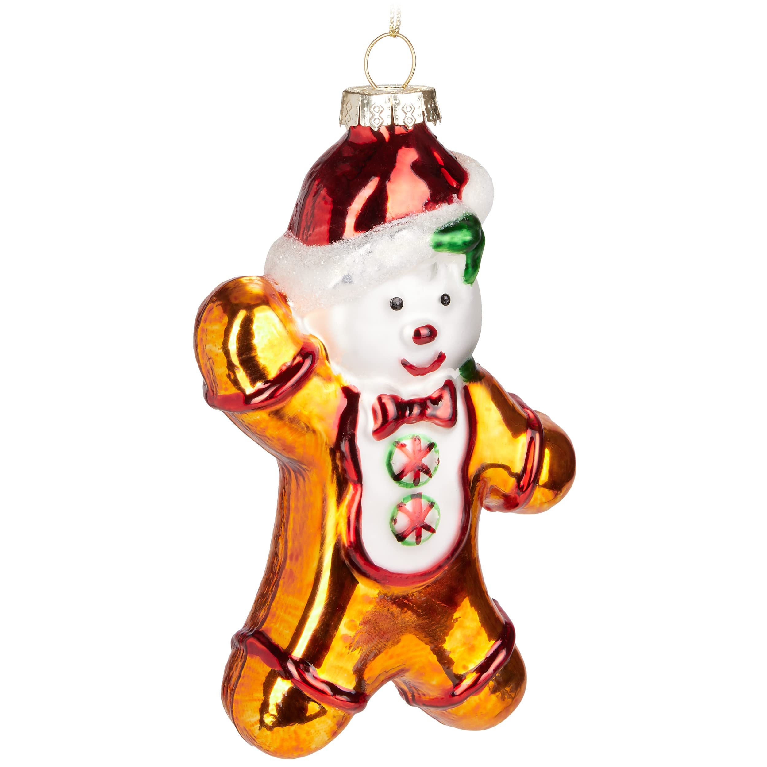 Image of Brubaker Gingerbread Man Brown - Hand-painted Glass Christmas Ornament - Mouth-blown Christmas Tree Decoration Figures Funny Decorative Pendant Tree Ball - 12.7 Cm