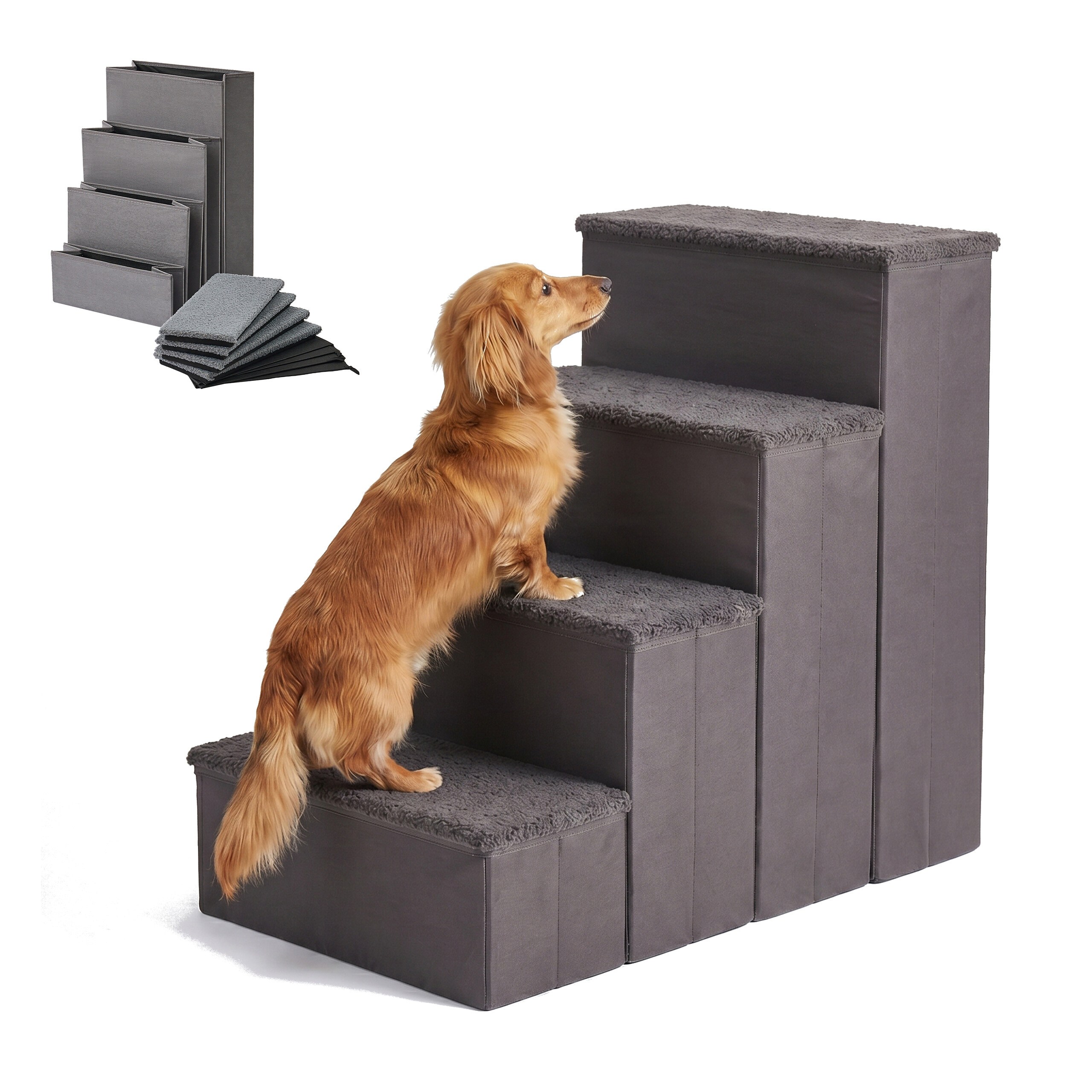 Dog Stairs In Gray - (w)40 X (h)65 X (d)70 Cm