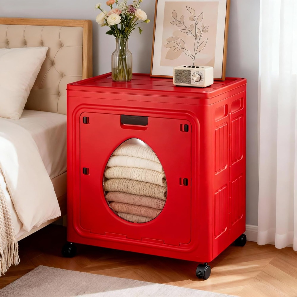 Large Capacity Laundry Hamper with Lid and Wheels, Collapsible Organizer