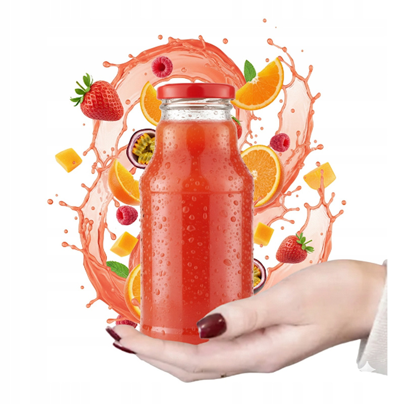 5pcs Kubuś Bottle Set For Juice 330ml Glass Bottle Set With Cap