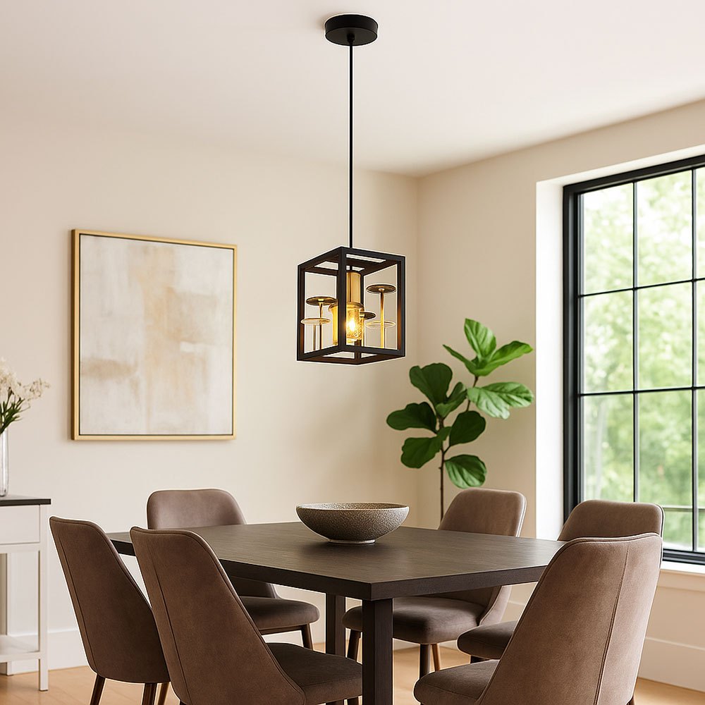 Image of Black And Gold Pendant Lamp For Living Room With Crystals, Smoke Metal, 1x E27, Lxwxh 15x15x120 Cm