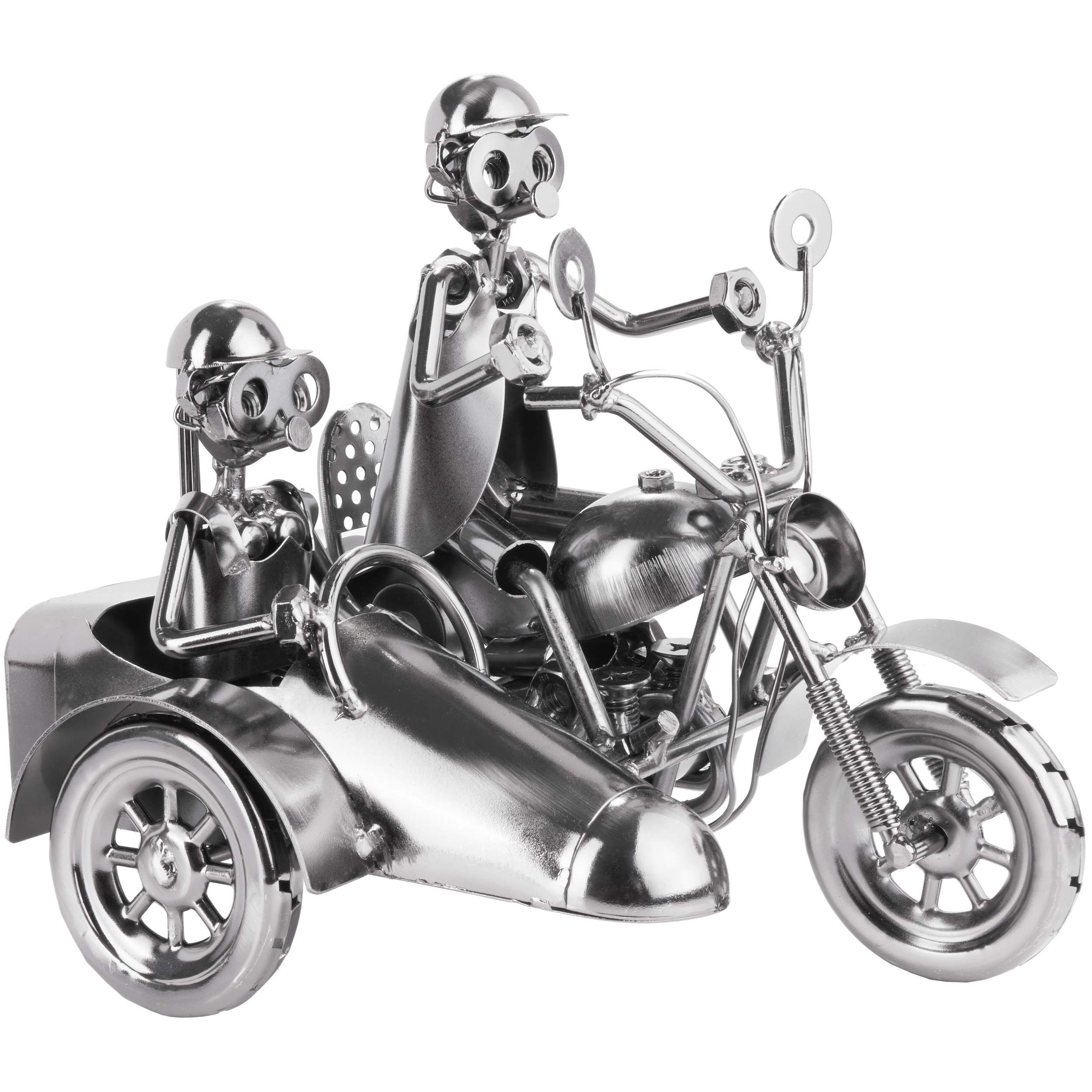 Image of Brubaker Screwman Motorcycle With Sidecar - Handmade Iron Figure Metal Figure - 23 Cm Metal Figure Gift For And Motorcycle Fans