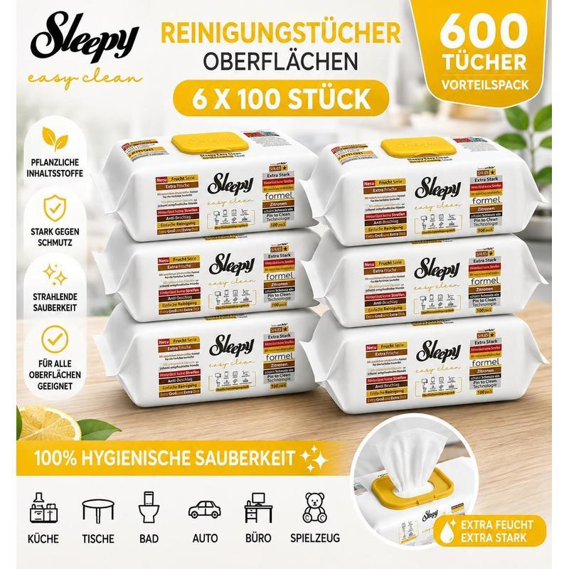 Image of Easy Clean Lemon 6-pack – Surface Cleaning Wipes – 600 Wipes