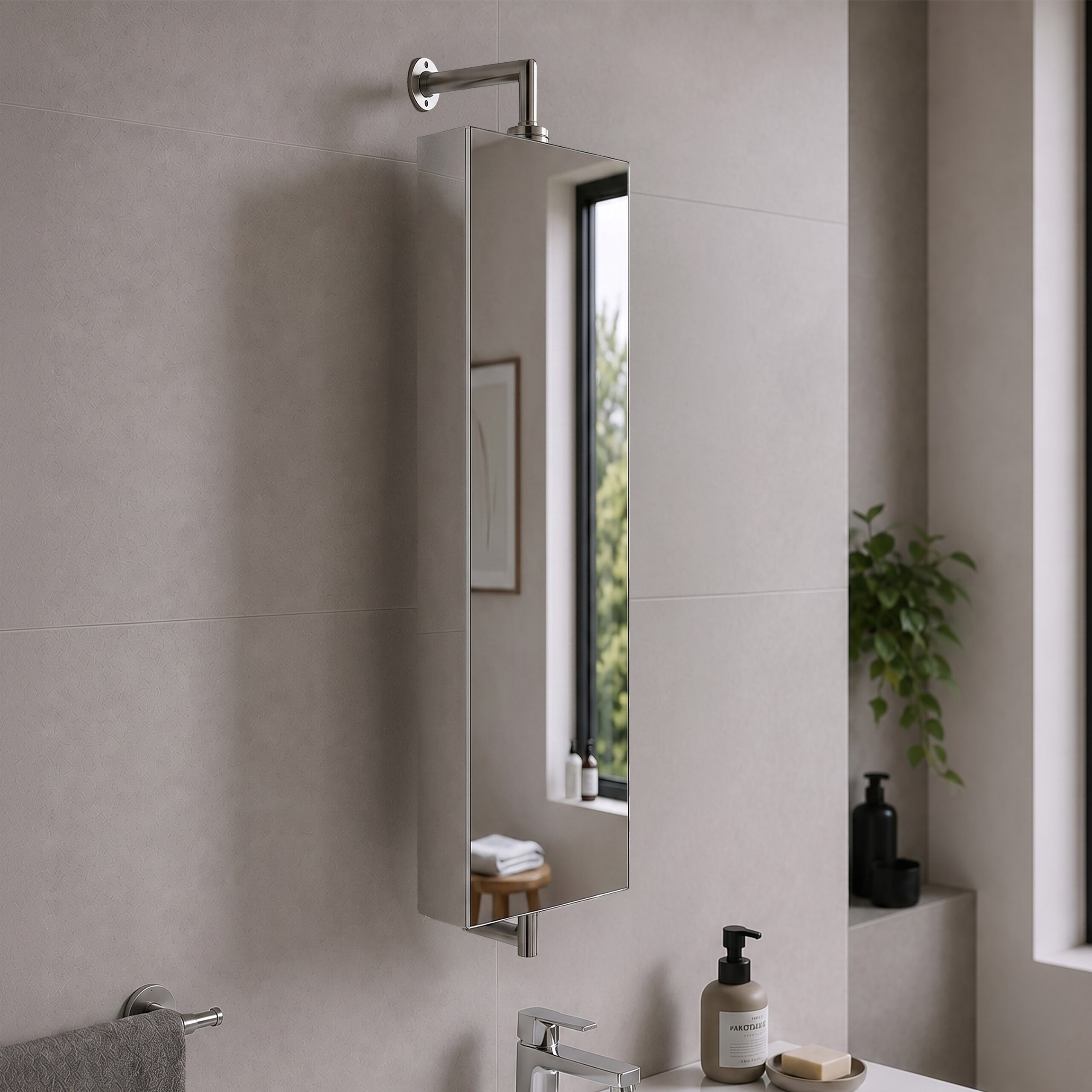 Mirror Cabinet In Silvery - (w)25 X (h)120 X (d)12 Cm