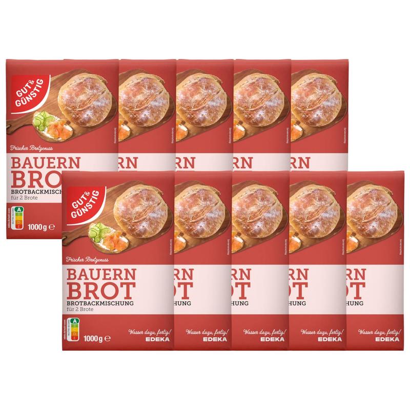 10-pack Gut&günstig Farmhouse Bread Baking Mix, 1kg Each (10x1kg)