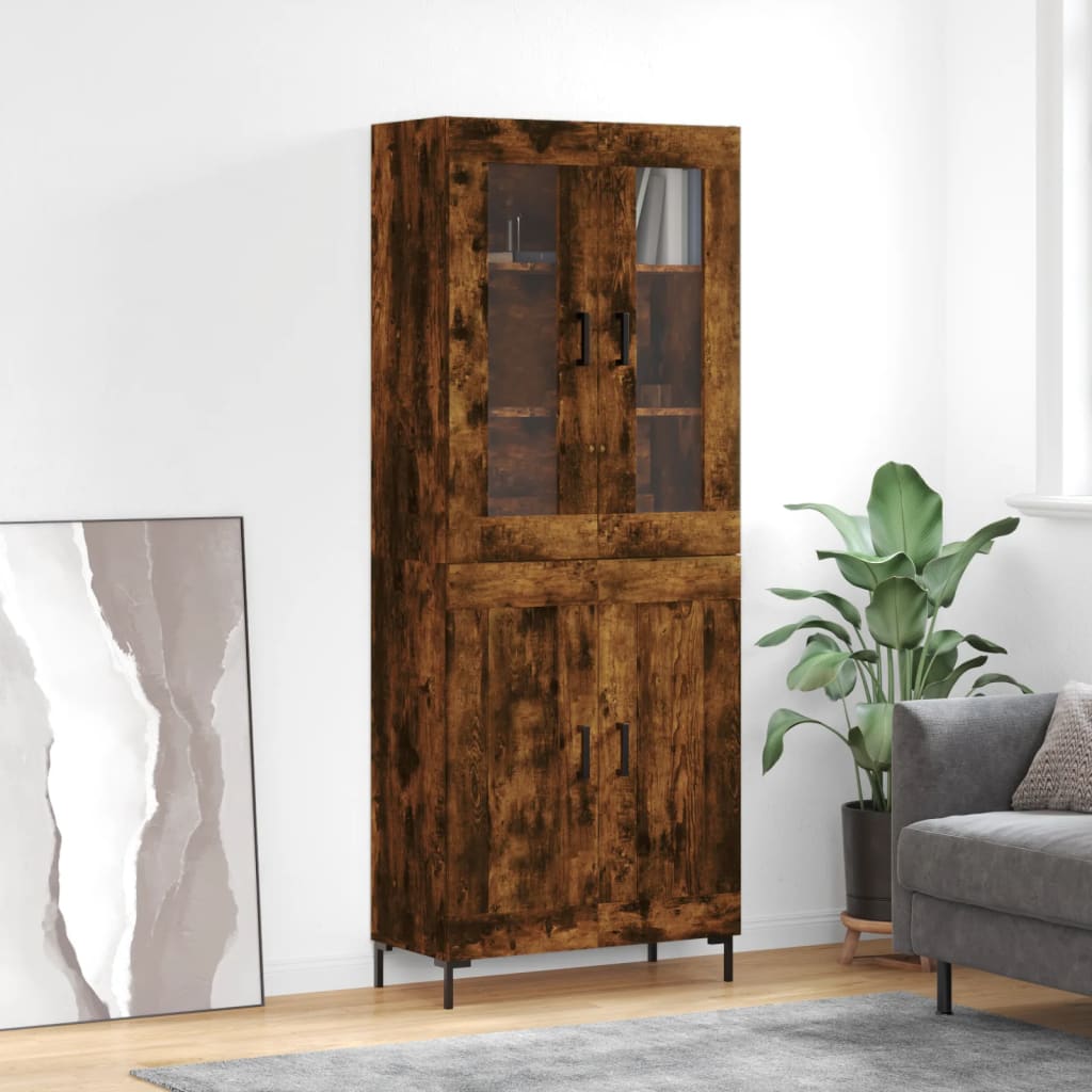 Image of Vidaxl , Sideboard With Of Storage Space, Dresser Cabinet For Living Room, Serving Trolley With Metal Legs, Modern, Smoked Oak Wood