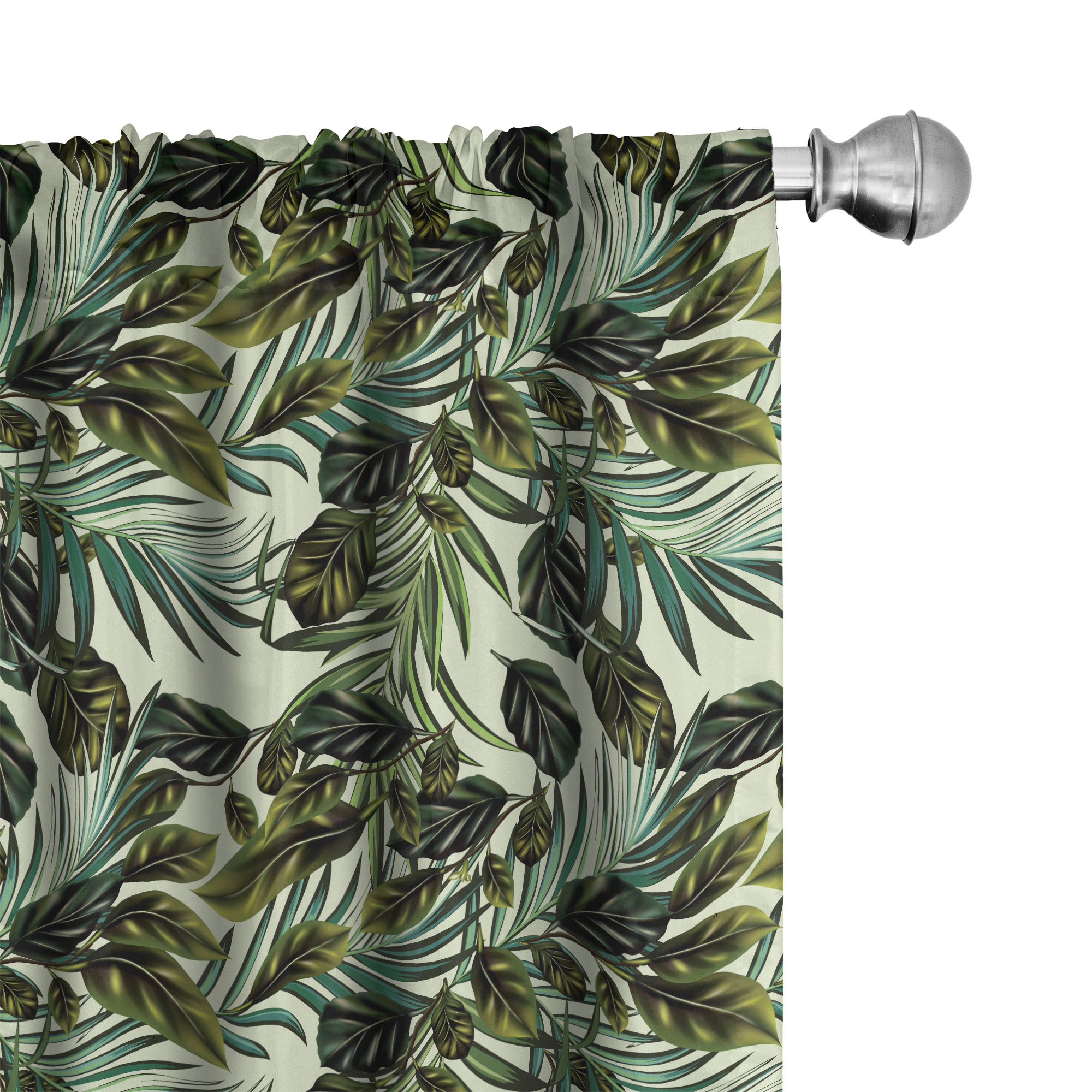 Philodendron Window Curtains, Design, Lightweight Decorative 2-panel Set With Rod Pocket, 2 Pieces 150 Cm X 245 Cm, Light Green And Emerald