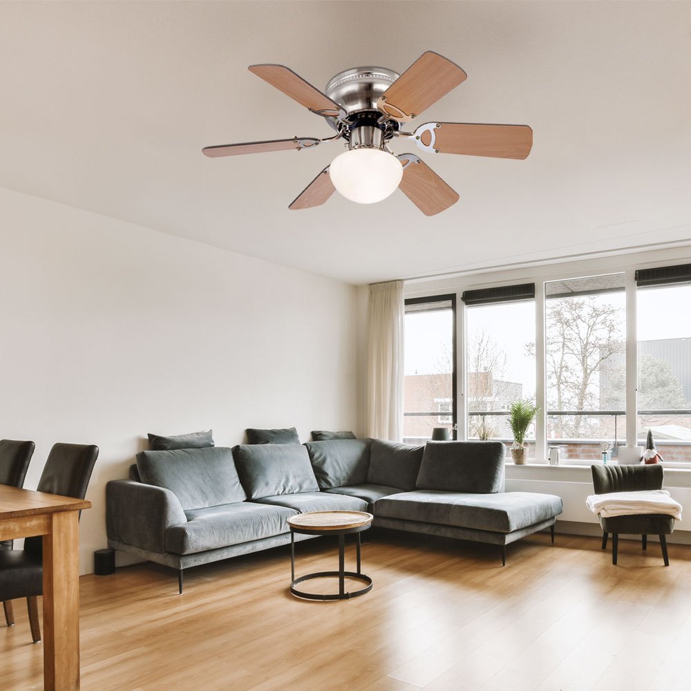 Ceiling Fan With Lighting Ceiling Lamp Fan Living Room, -reverse 3 , Interchangeable Graphite Wings, 1x E27, Dxh 76x28 Cm