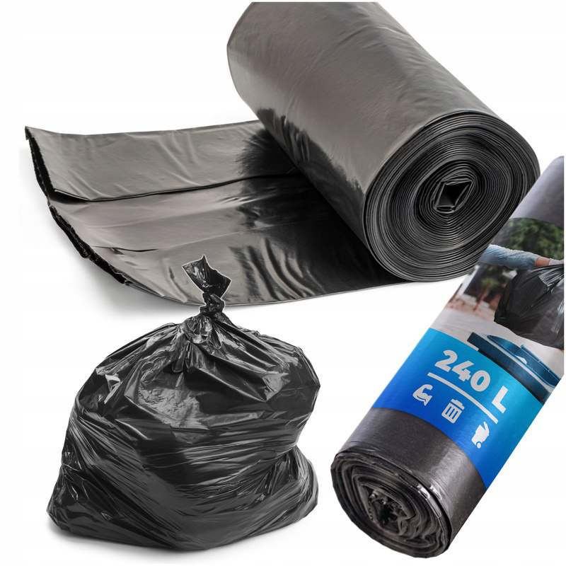 TEMU 240l Black Trash Bags, Classic, Heavy-duty 1 Roll, Tear-resistant And Leak-proof, Traditional Shape, Ideal For Home, Office, And Construction