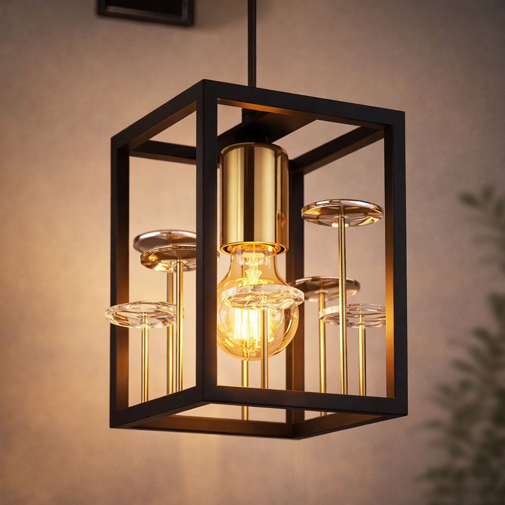 Black Led Pendant Lamp Golden Dining Table Lamp Crystal, Metal Smoked, 4w 320lm Warm White, Lxbxh 15x15x120 Cm