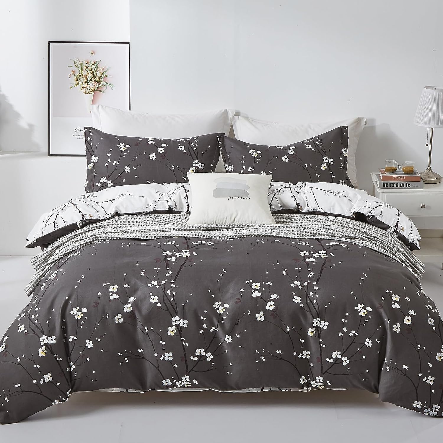 

Floral Bedding Plum Blossom Branch Elegant Bedding Sets Brushed Microfiber Soft Bedding Girls Duvet Cover With Zipper And Pillowcase 80x80cm