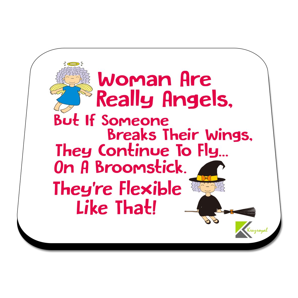 TEMU Women Are Angels Broomsticks Coaster, Glossy Mdf Cup Mat, Funny Halloween Decor, Sarcastic Gift For Wife, 1pc