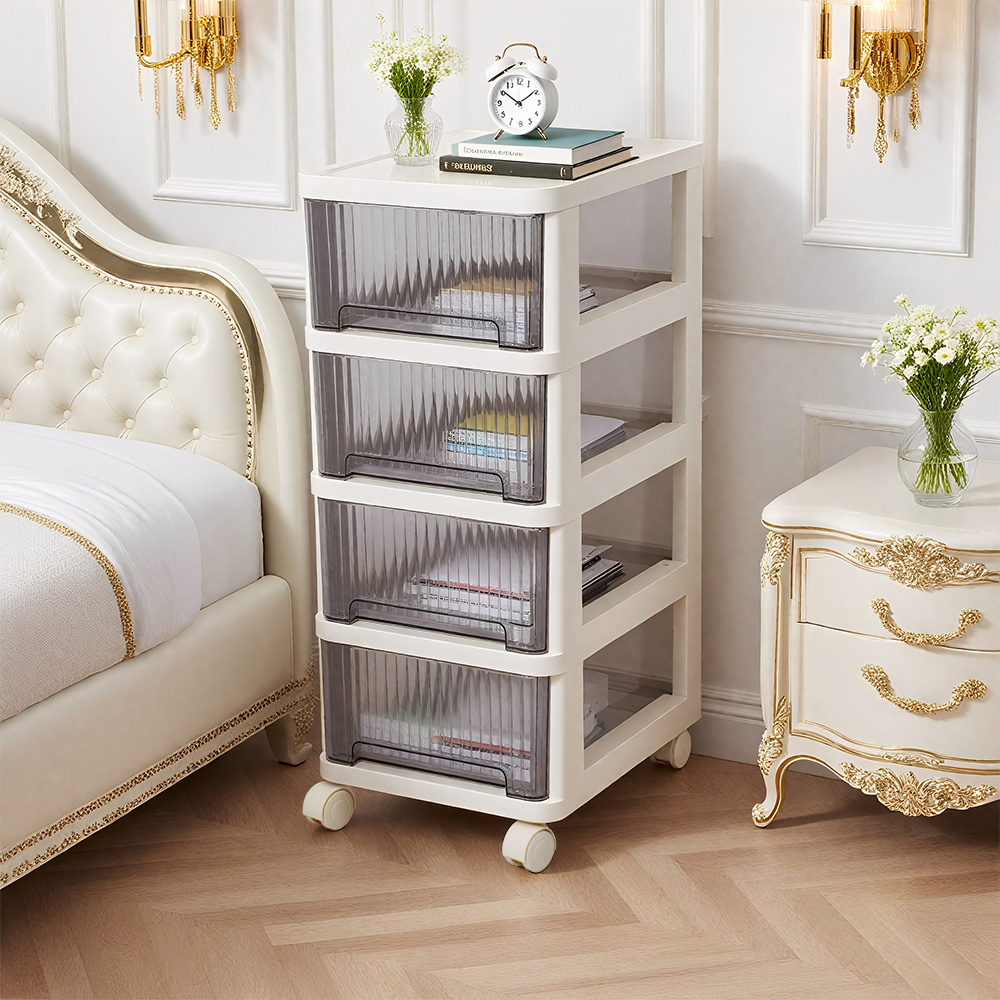 4 Layers Plastic Storage Drawers on Wheels