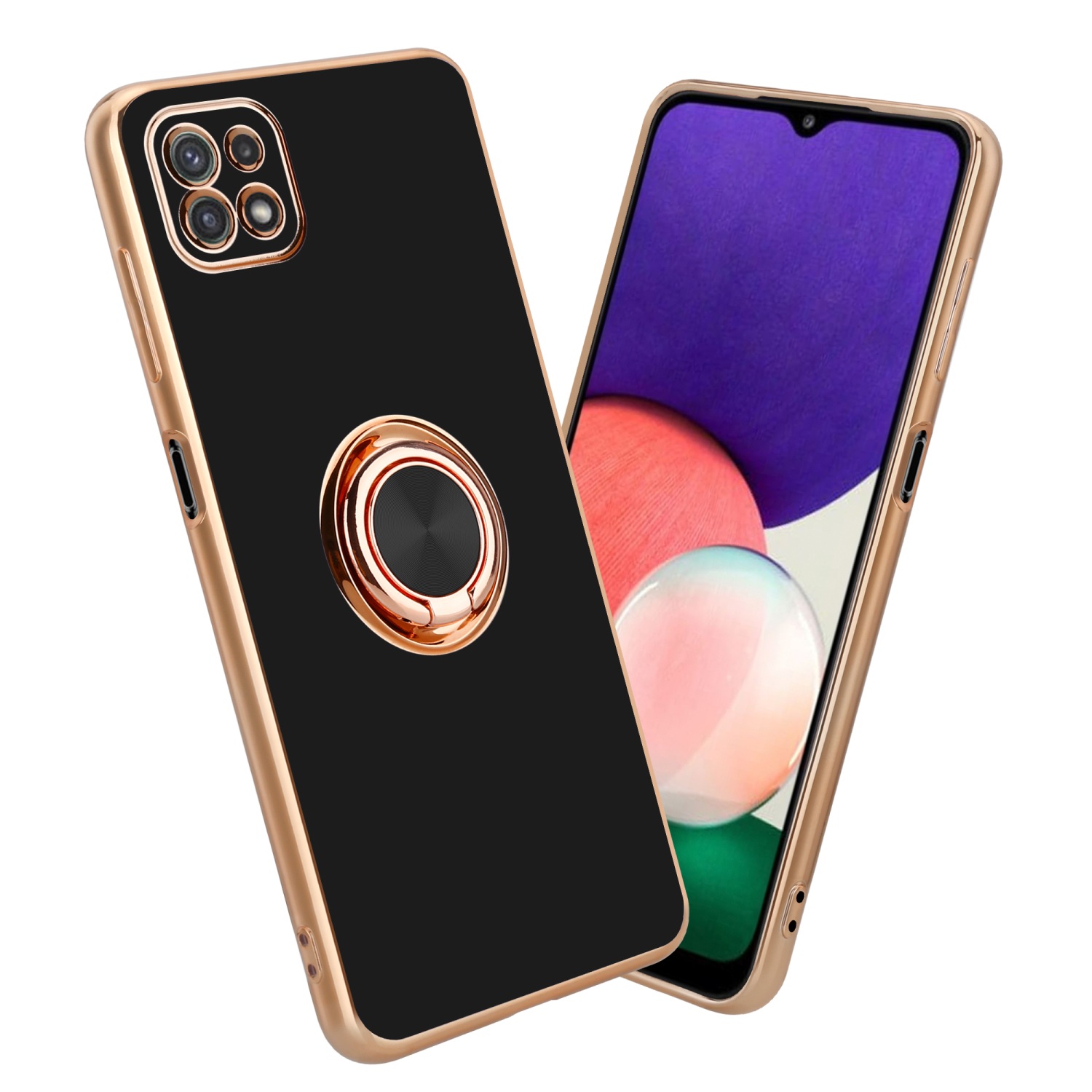 Image of Case Compatible With Galaxy A22 5g With Ring Protective Case Made Of Flexible Tpu Silicone With Camera Protection And Magnetic Car Holder