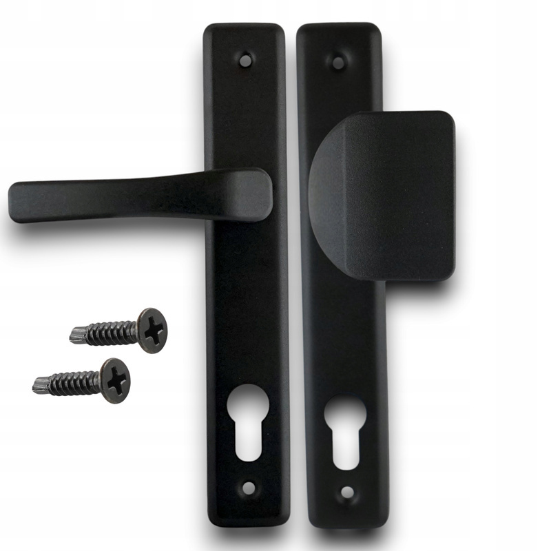 Heavy Duty Black Steel Gate Pull And Lever Handle Set - Secure 72mm Center-to-center , Includes Complete Installation Pack For Exterior Doors