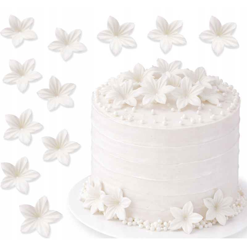 Mini Wafer Flowers 2 Cm White 15 Pcs - Cake And Cupcake Decoration: retailer-supplied image