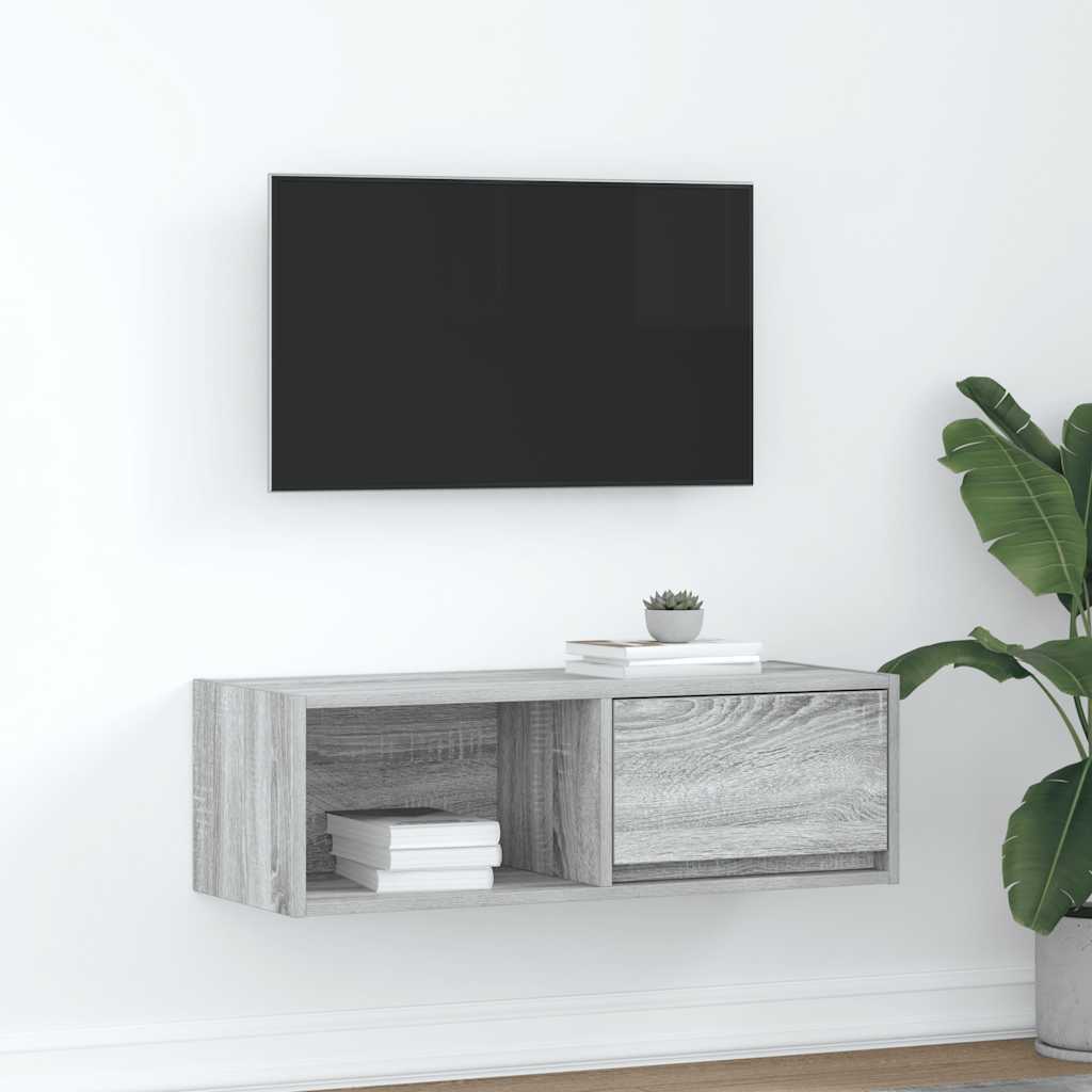 Image of Vidaxl Tv Cabinet Gray 80x31x25.5 Cm Wood Material, Tv Stand, Lowboard, Media Cabinet, Tv Table, Hifi Cabinet