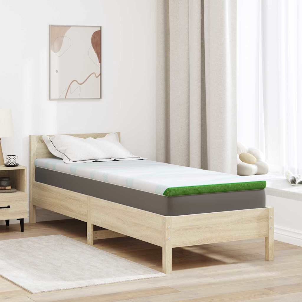 Image of Mattress Topper White And Green 70 X 200 Cm Jacquard Fabric, Bedroom Upgrade, Topper, , Cozy Sleeping Surface, Plush Layer