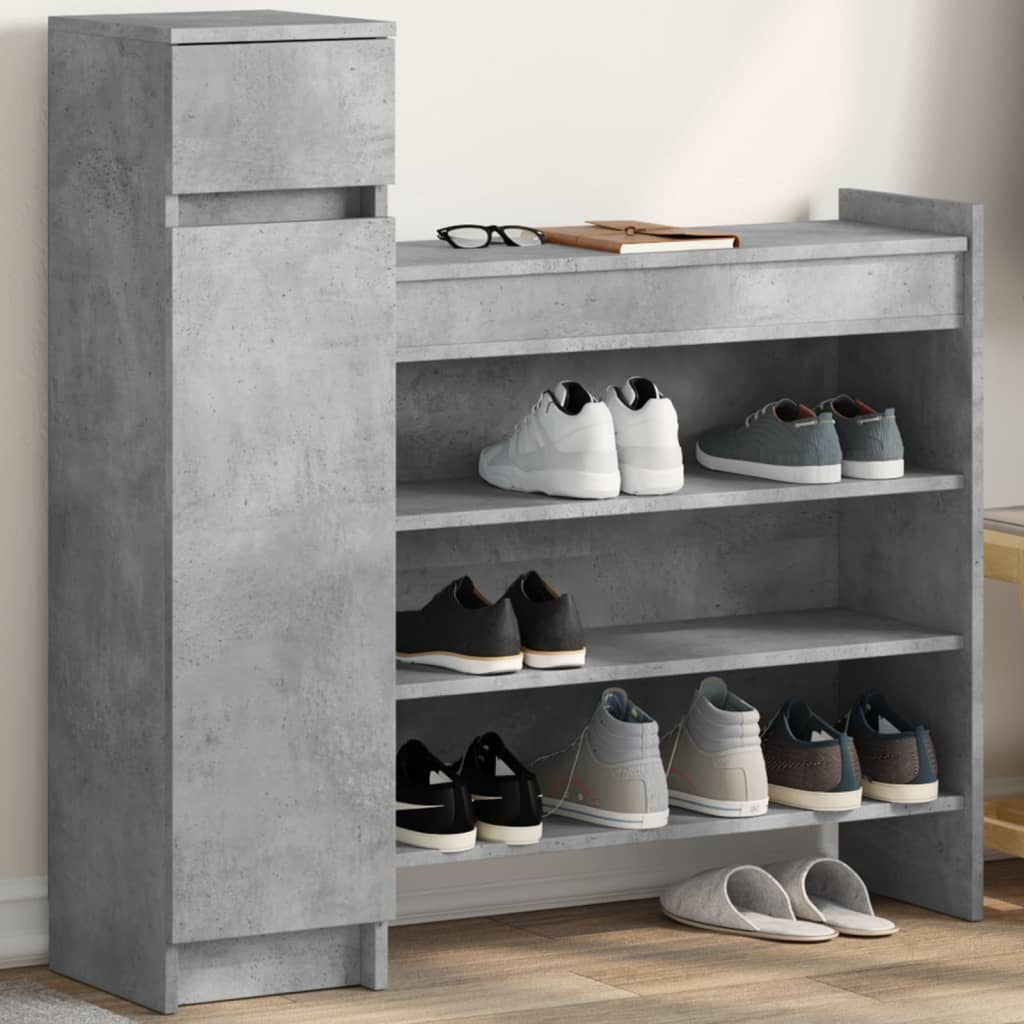 Vidaxl Shoe Cabinet, Concrete Gray, 100.5x28x100 Cm, Wood