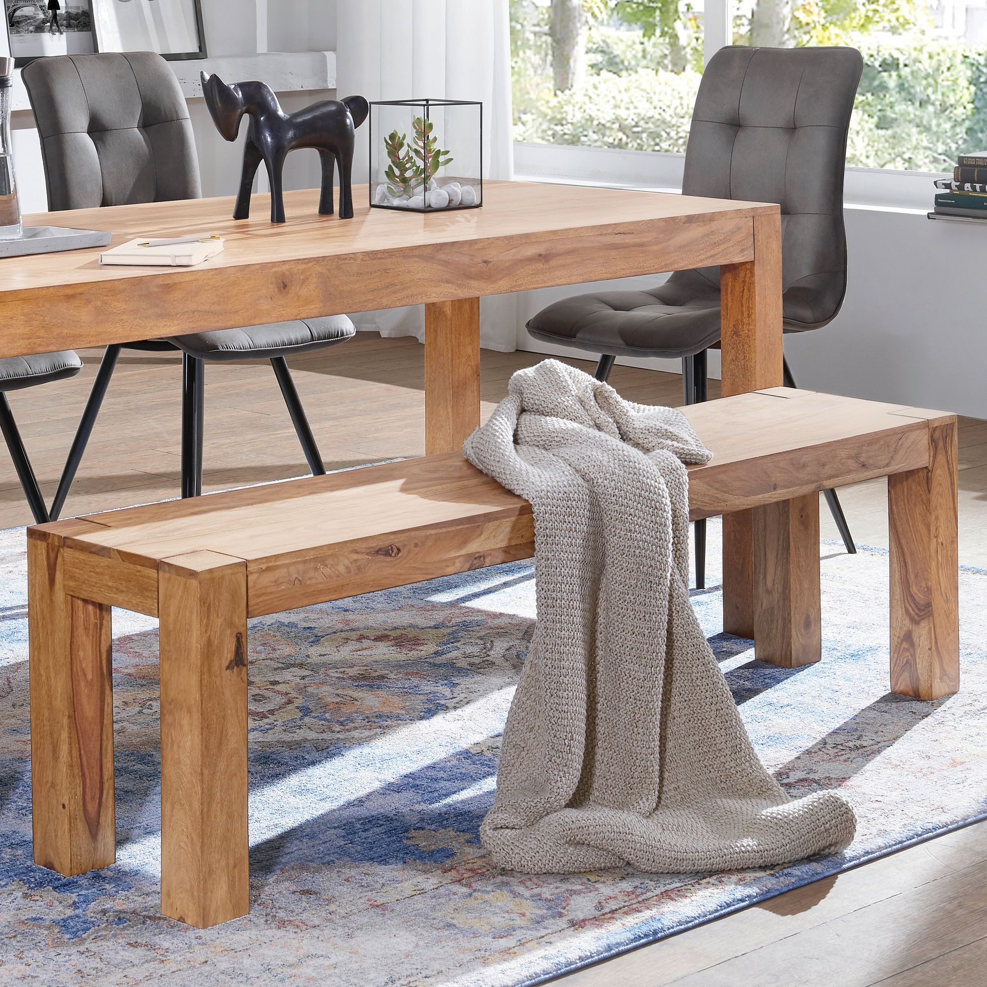 Dining Room Bench 120x35 Cm Solid Acacia Wood, Natural Wooden Bench, Country- Bench, Size Selectable