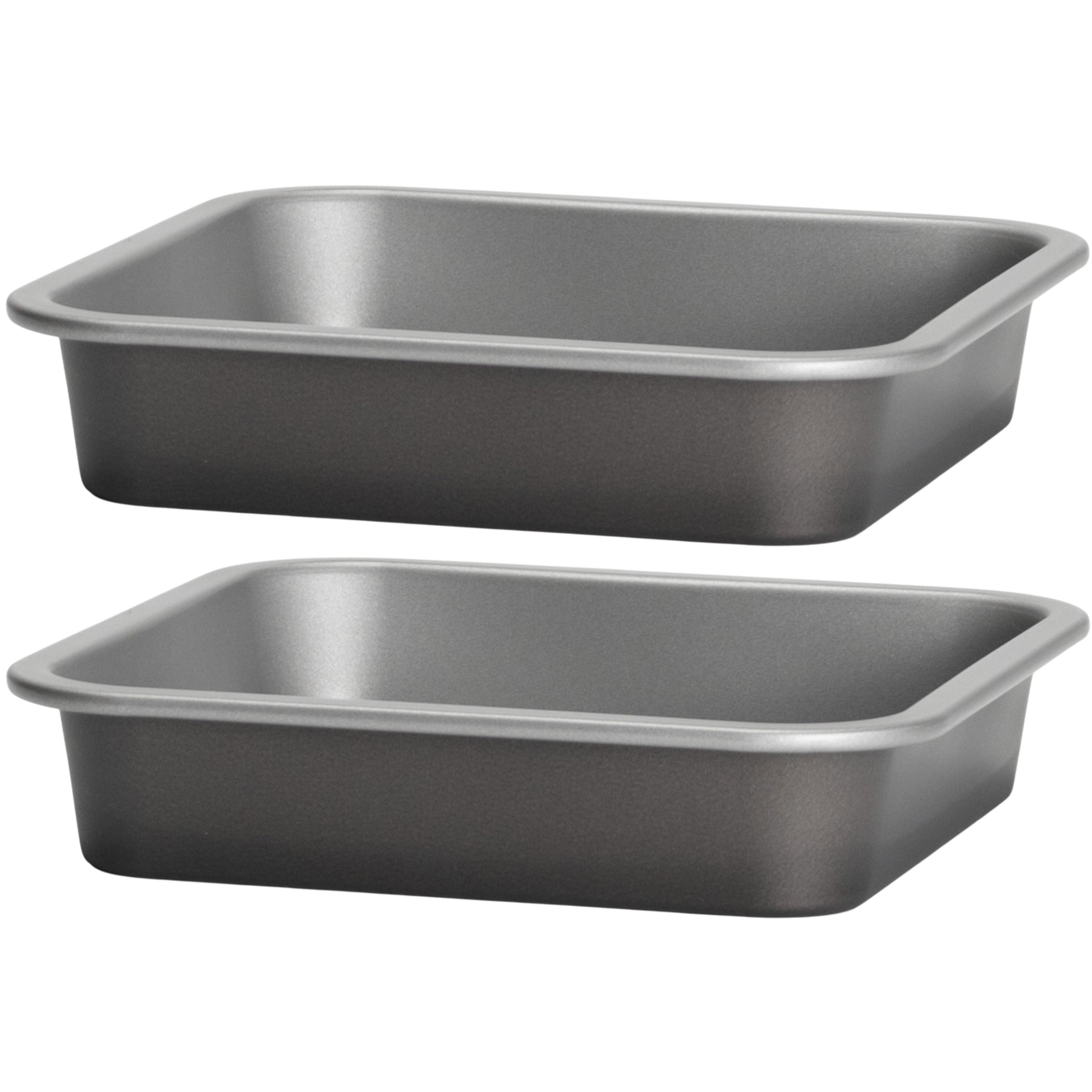 Image of 2pcs Of Square Baking Tin 17x17x3.5 Cm For The Hot Air Fryer Air Fryer - Small Angular Accessory Made Of Steel Sheet, Coated Up To 230°c Baking Tin
