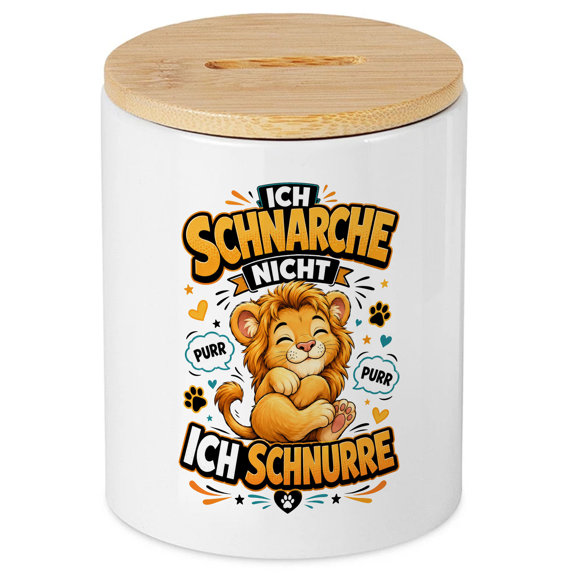Image of Funny Lion Piggy Bank With Quote "'t Snore, I ", Wish- , Gift For Cat Lovers, Birthday Present