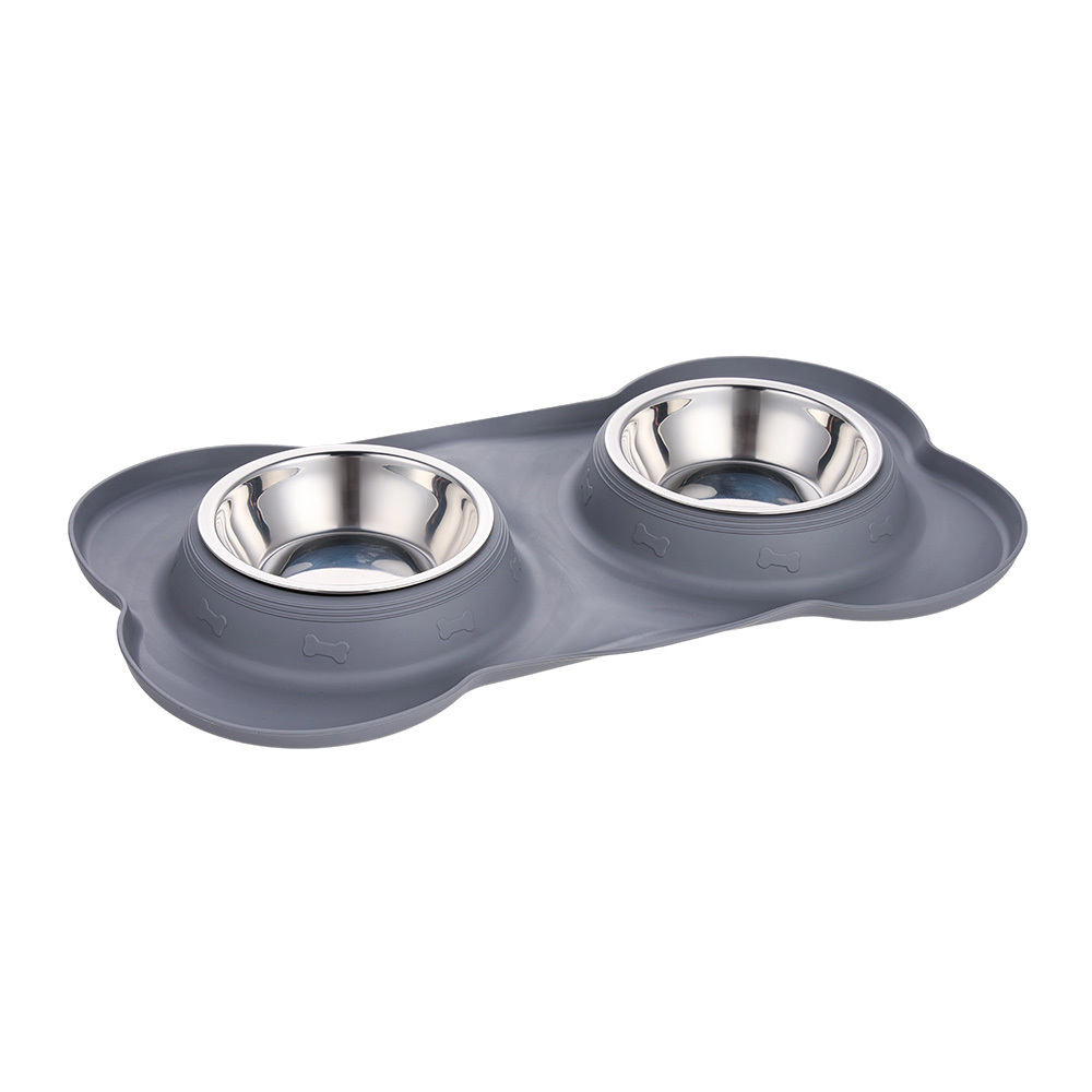 Dog Bowls, Puppy Bowl with Mat Tray Double feeding Bowls, Non Slip Dog Bowls for Small Dogs Puppies Kittens Cats Food Water Feeding 34.5*21*3.5cm