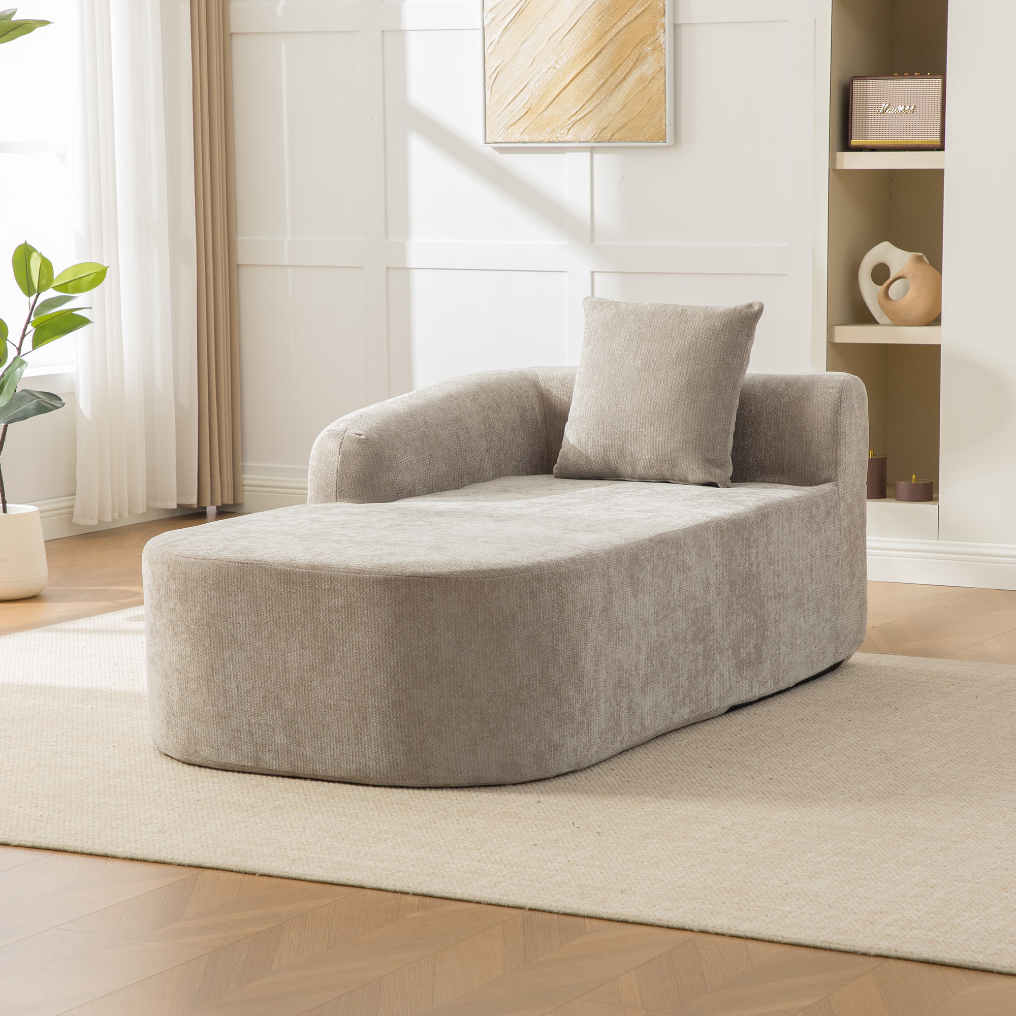 Image of Modular Compression Sofa Made Of Chenille Fabric, Filled With 30d High-elastic Foam. Easy To Move And With Non-slip Base, Ideal For Living Rooms And Other Rooms. Gray.