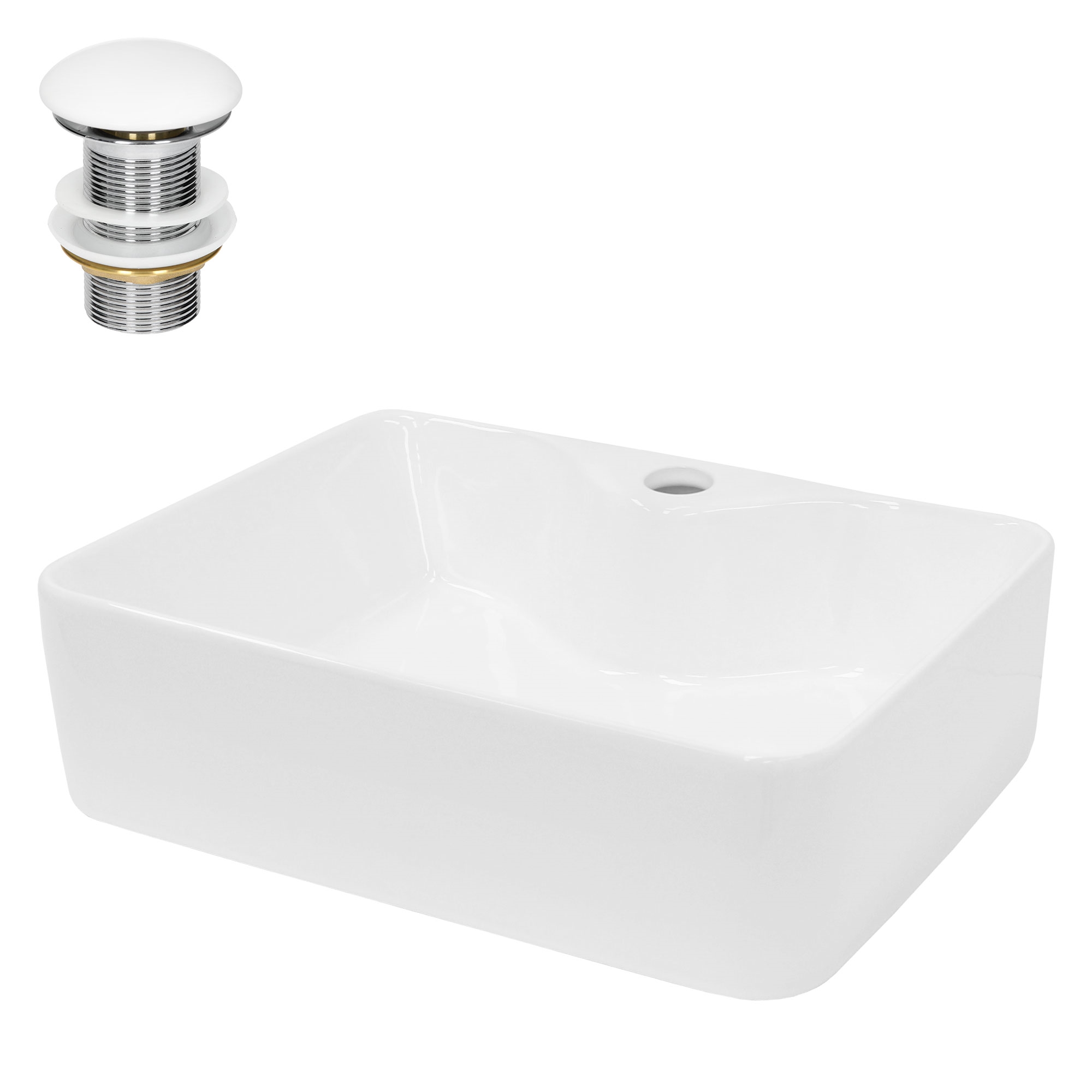 Image of Luxebath Ceramic Corner Countertop Wash Basin For Bathroom/guest Toilet, Vanity Sink With Faucet Hole, Hand Wash Basin For