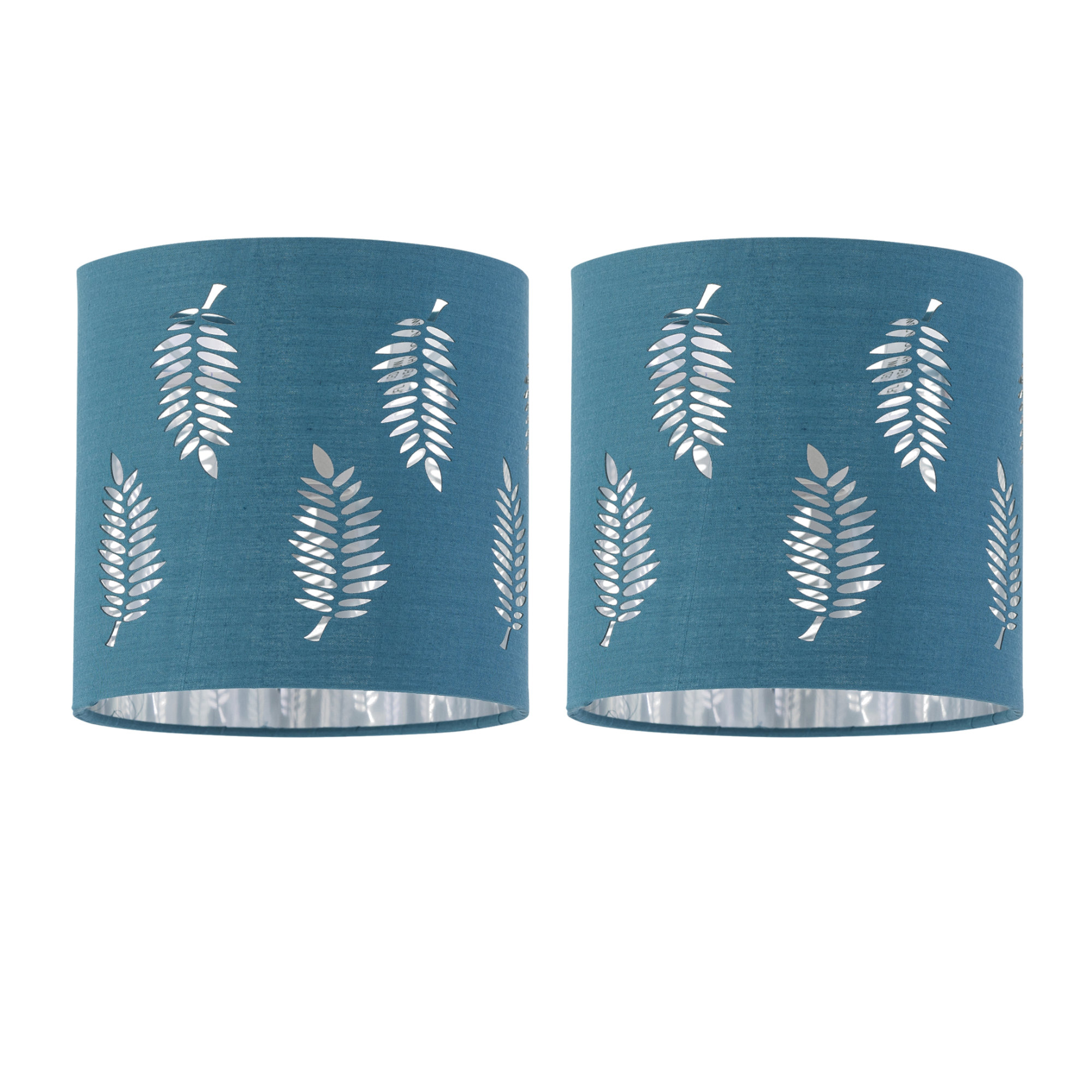 TEMU Set Of 2 Fern Teal Cut Out 15.5cm Table Lamp Shades