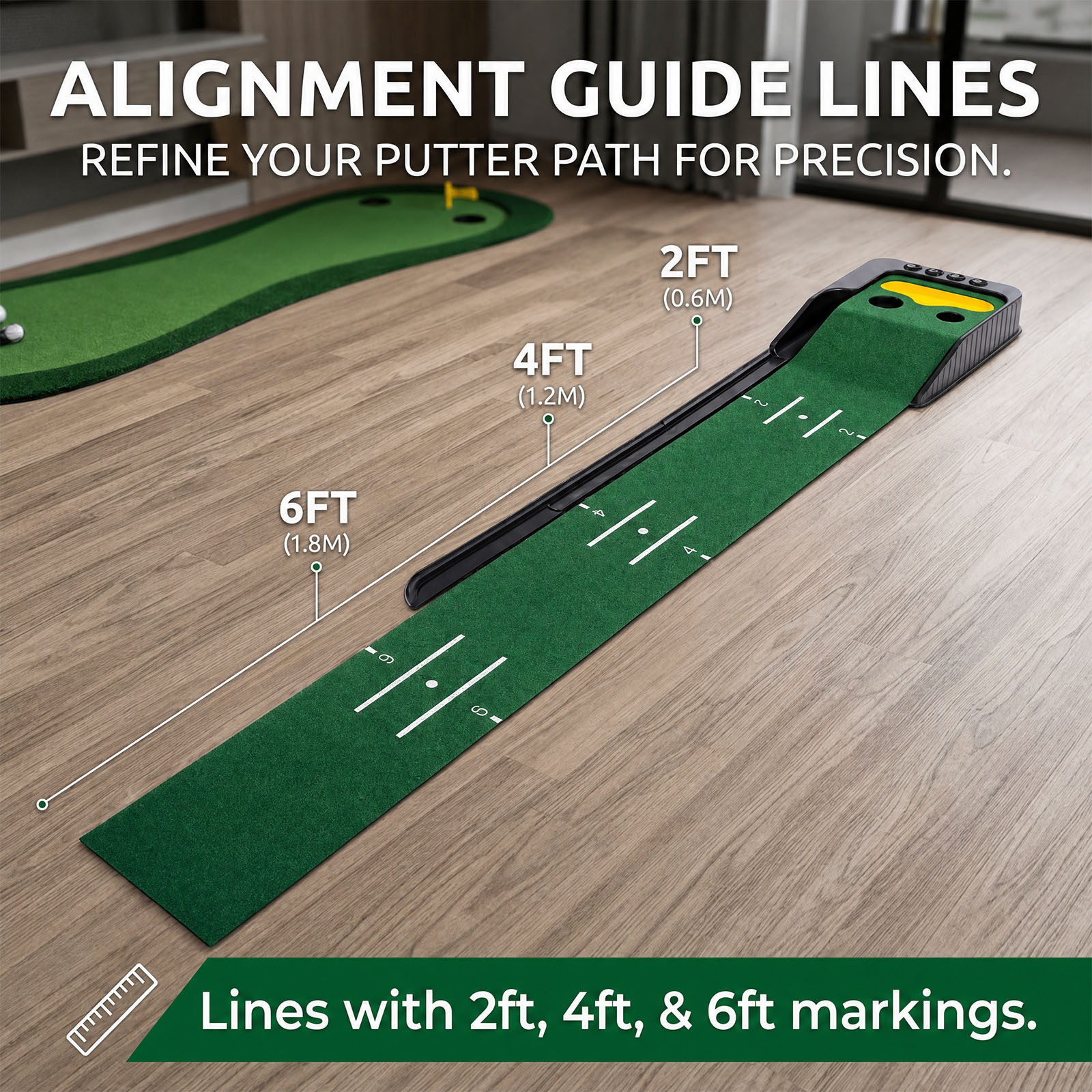 Golf Putting Mat with Automatic Ball Return & Dual-Hole Design