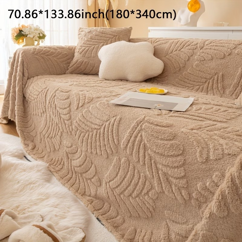 TEMU 1pc Large Soft Cozy Velvet Sofa Throw Cover, Oversized Washable Slipcover Couch Throw For Living Room Bedroom | Non‑slip Furniture Protector For