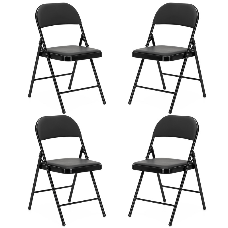 Sillas de catering plegables 4 piezas, tapicería turística para jardín negro