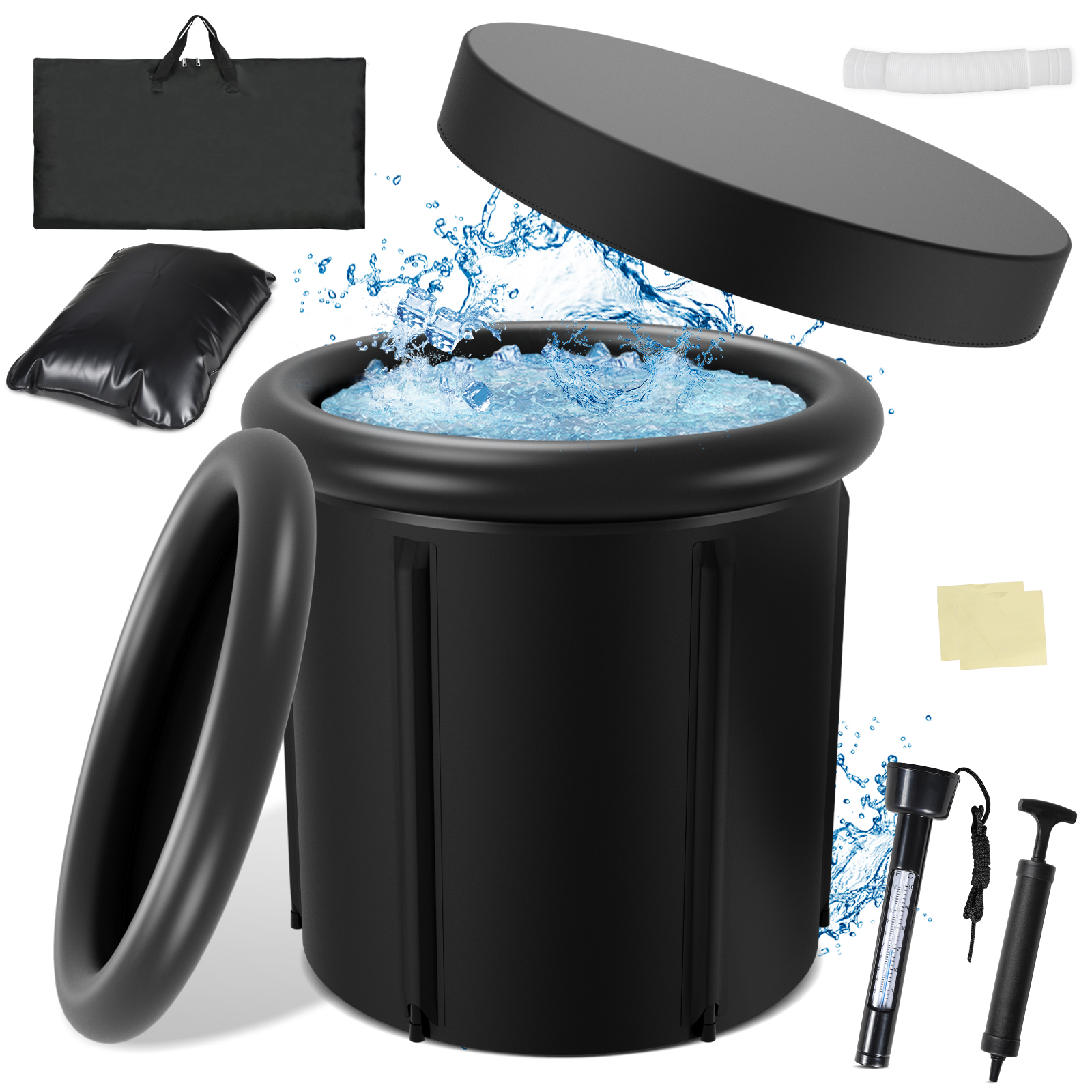 TEMU Foldable Ice Bath Tub 80cm, Inflatable Ice Bath Tub For Adults Ice Bath Foldable Ice Bath Tub Free-standing Foldable Bath Ice Bath, Black