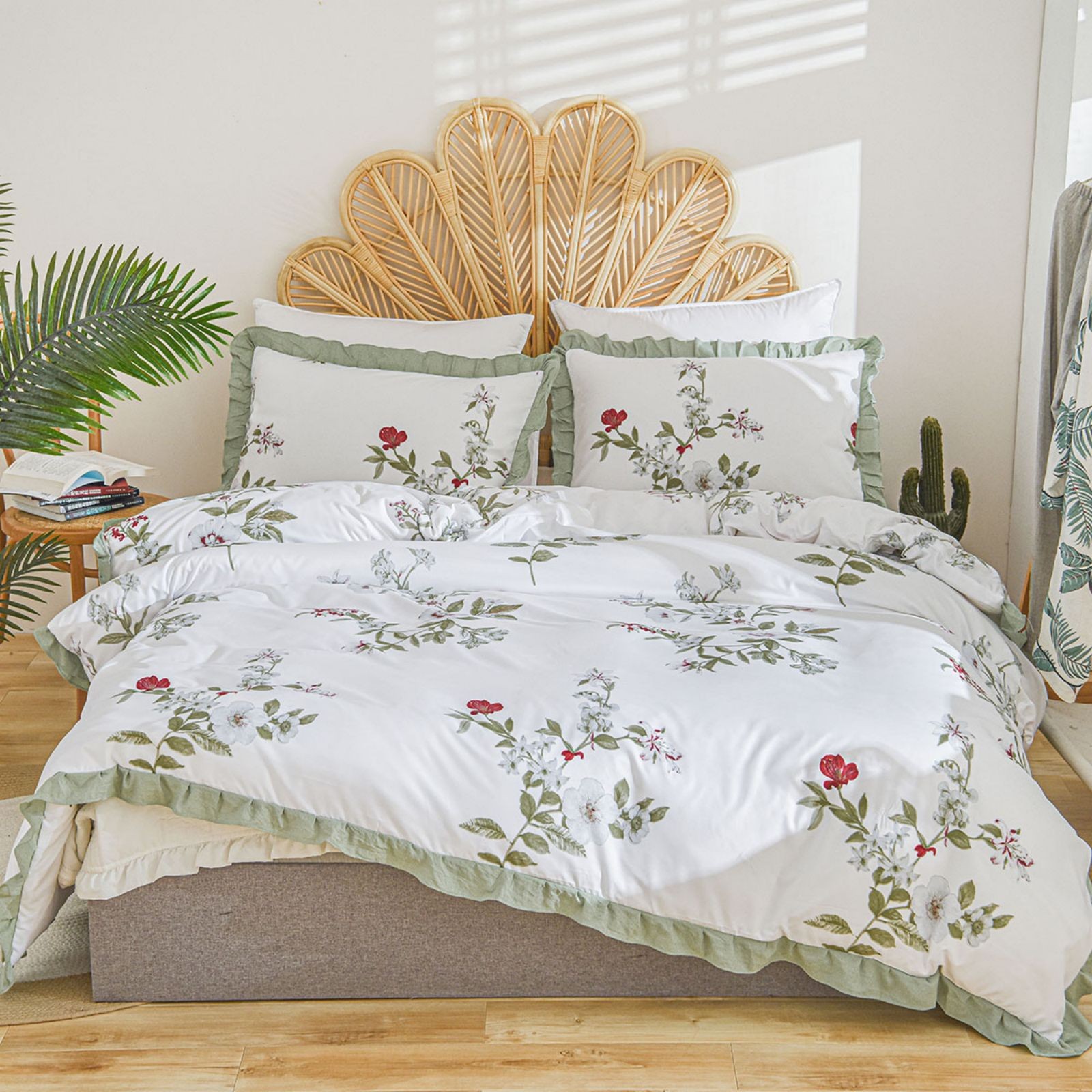 

Bedding Floral Romantic Reversible Microfiber Soft Bedding Sets Girls Duvet Cover With Zipper And Pillowcase 80x80cm