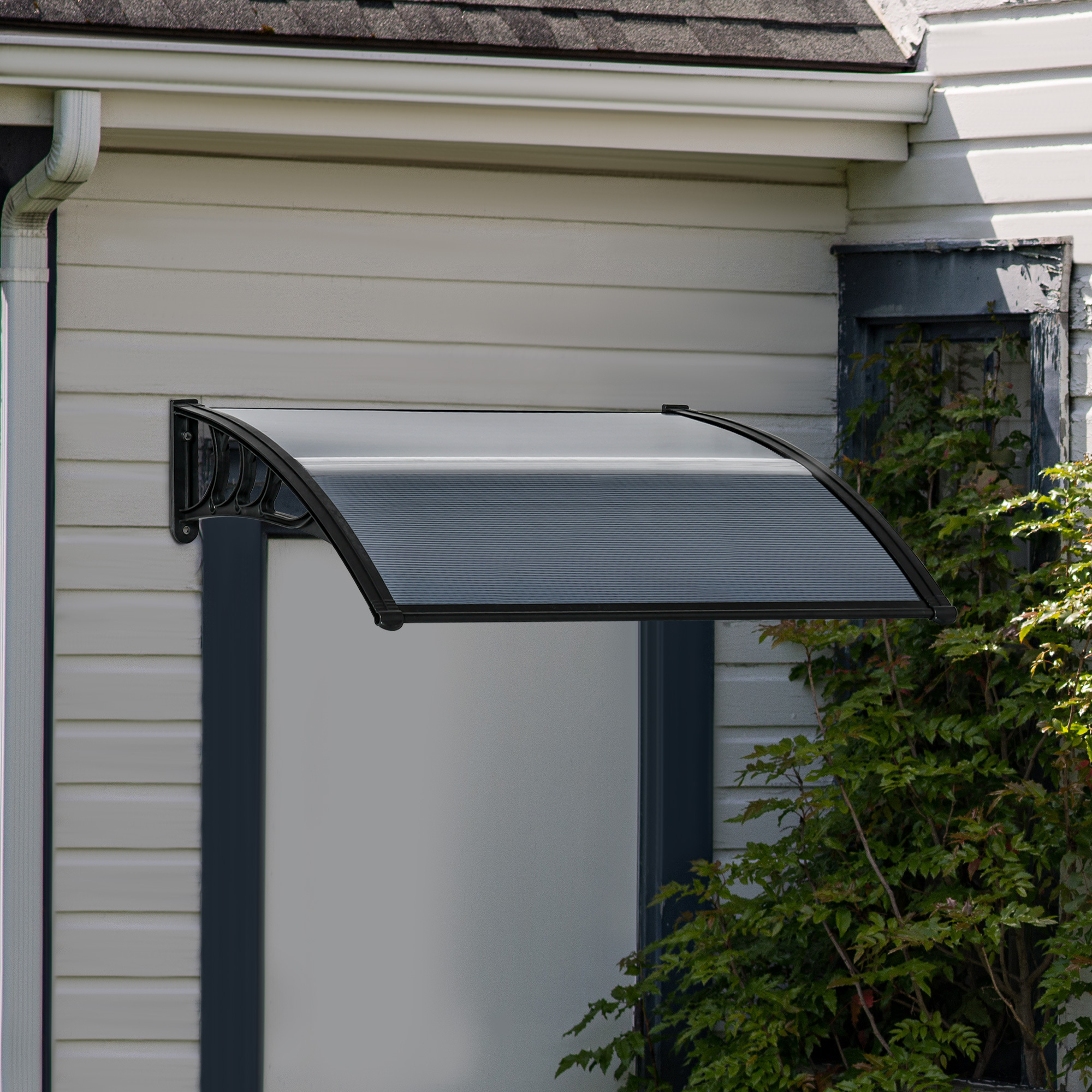 Image of Canopy For Front Door 100 X 75 Cm Pult Arch Canopy Roof Made Of Aluminum And Polycarbonate Pult Canopy With Uv Protection Front Door Canopy For Balcony, Sun Protection, Rain Protection, Black