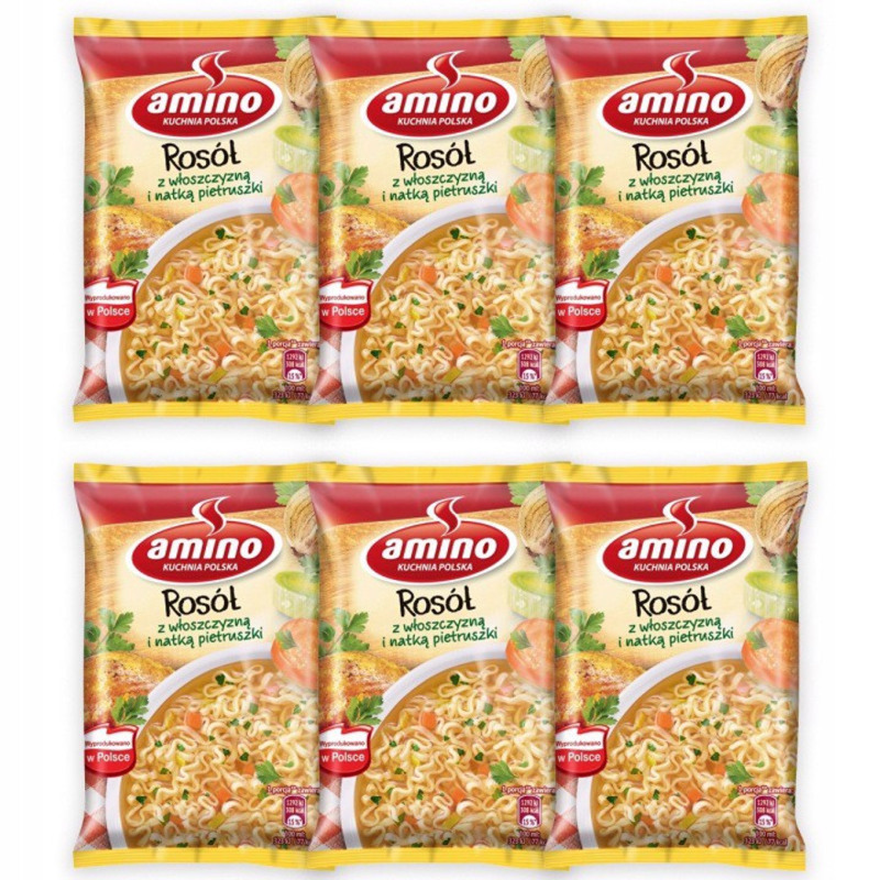 Image of Amino Instant Chicken Broth Soup With Vegetables And Parsley 59 G X 6 Pieces