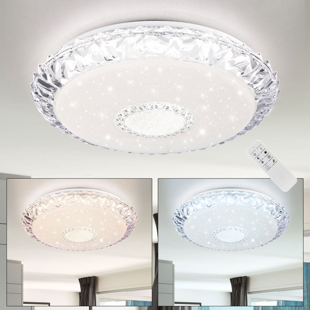 Led Ceiling Lamp Round White Ceiling Light Round With App And Voice Control, Dimmable Colors , Clear Opal Acrylic Diameter X Height 50 X 10 Cm